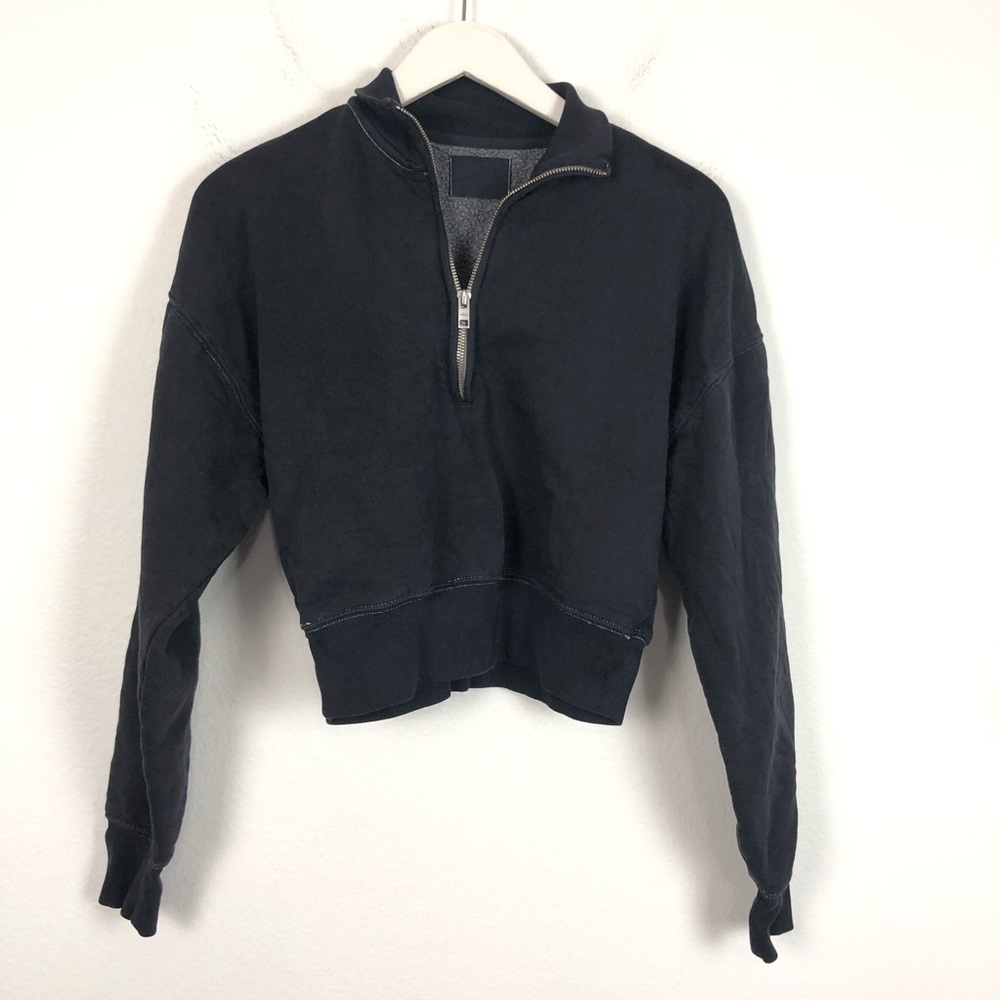 Aritzia Wilfred Free black Gemini crop half zip sweatshirt Size Small